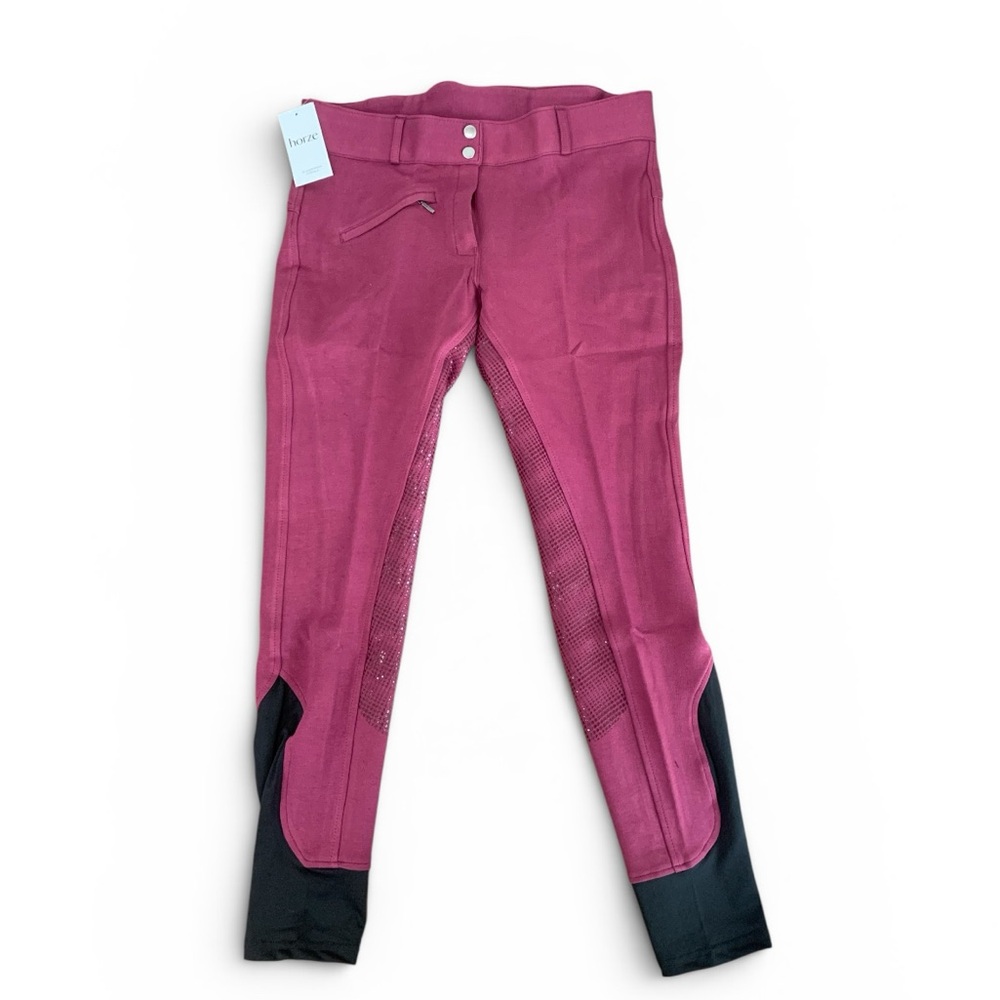NWT Horze Full Seat Breeches Size 30 Raspberry Rose Silicone Grip Riding Pants
